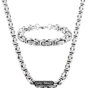 Silver Chain Necklace and Bracelet Set